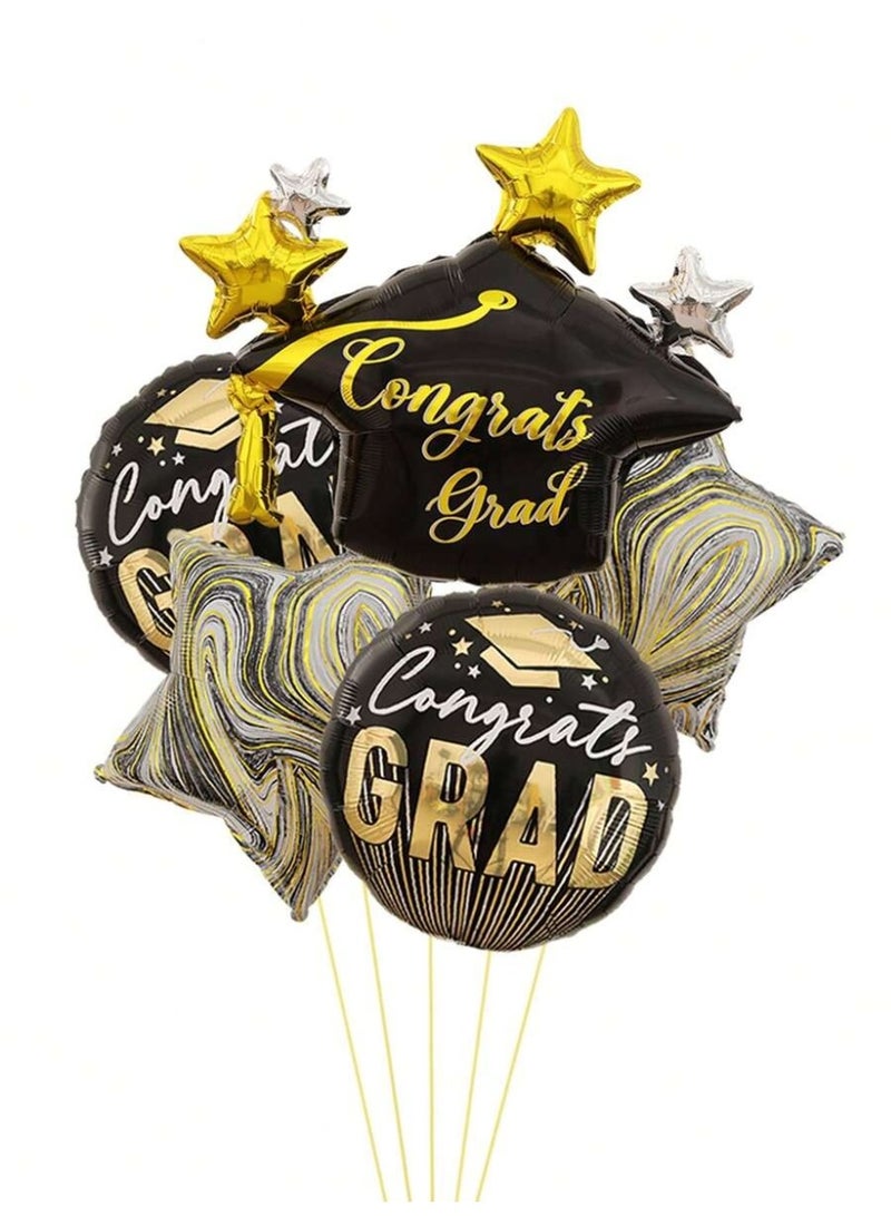 Graduation Party Decorations 2026 Helium Balloons – Congrats Grad Black Gold Graduation Balloon Set - Image 1