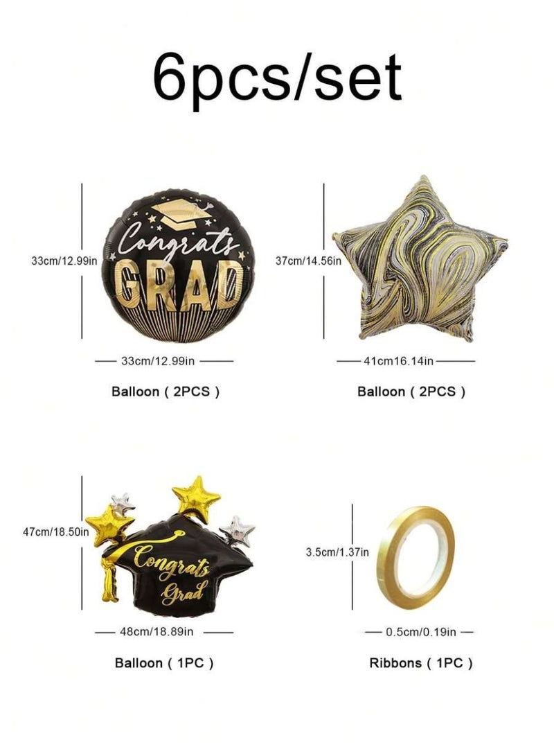 Graduation Party Decorations 2026 Helium Balloons – Congrats Grad Black Gold Graduation Balloon Set - Image 2