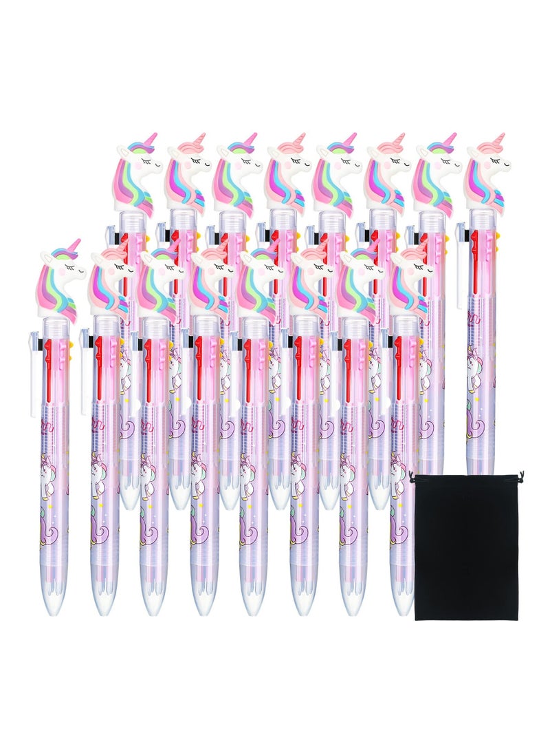 Excefore Multicolor Unicorn Pen, 16 Pcs Retractable Gel Ink Pen Unicorn Cute Pens 6 in 1 Multicolor Pen Unicorn Party Favors for Kids, Office, School Supplies - Image 1