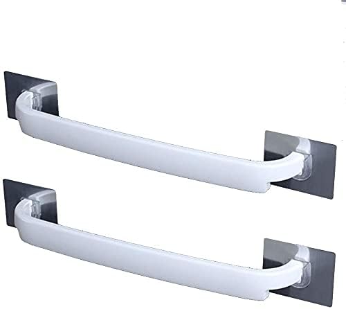 BeFunky 2 Pack Drill Free Wall Mount Towel Holder, Hand Towel Bar for Kitchen Bathroom, Slippers Washcloth Rack for Shower (White) - Image 2
