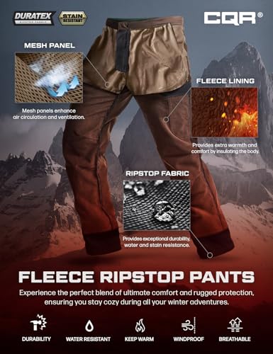 CQR Men's Winter Tactical Cargo Pants, Thermal Fleece Lined Outdoor Snow Ski Hiking Work, Ouray Black, 32W x 32L - Image 4