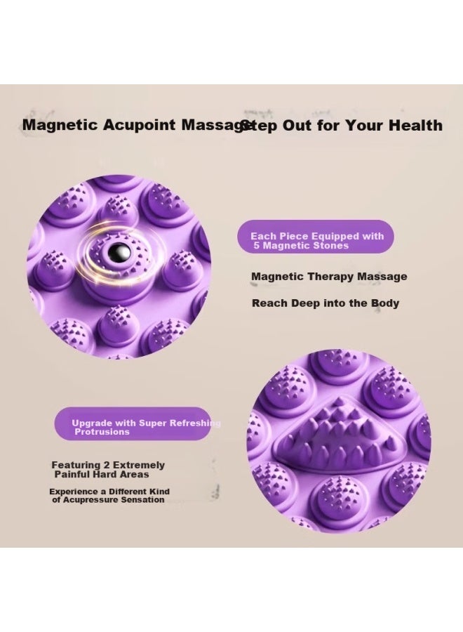 Calliven Acupressure Foot Massage Running Mat With Meridian Clearing Purple 55cm + Resistance Band  - Image 4