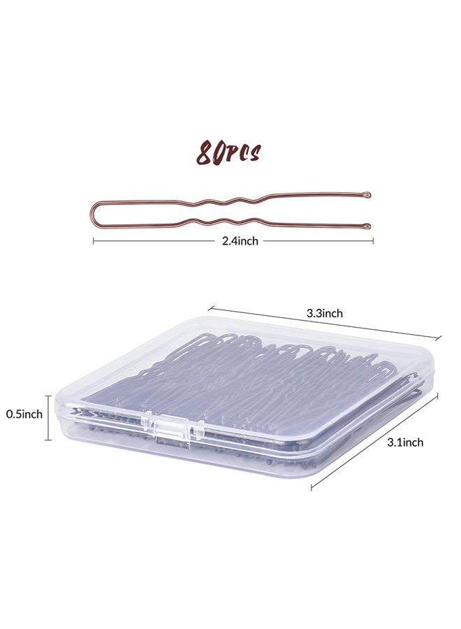 IKOCO Hair Pins for Buns, IKOCO 2.4 inch U Shaped Hair Pins Brown Hair Bun Pins for Women Girls with Storage Box - Image 2