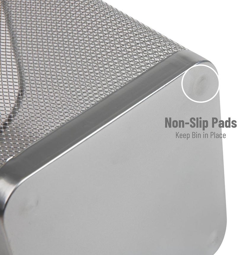 Mind Reader Mesh Trash Can, Square Wastebasket for Office or Home, 5 Gallon Capacity, Metal Mesh, Set of 2, Silver - Image 5