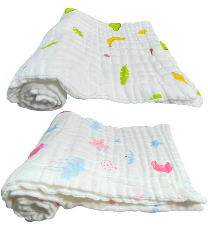 TERI BERI Muslin Baby Bath Towel Cotton Super Soft Bathing Towels for Newborn Highly Absorbent, Kids Boys and Girls - White Size 50 X 100 Cm (1), 250 TC - Image 1
