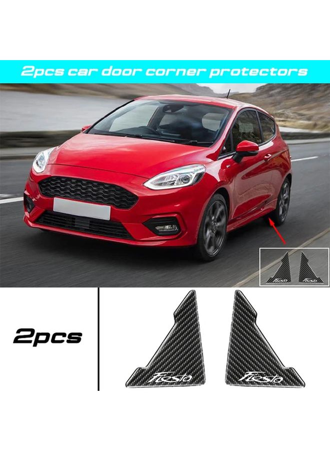 2pcs Car Door Corner Protectors Carbon Fiber Pattern Durable Rubber Easy Install - Image 1