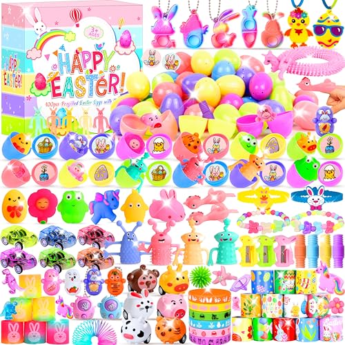 OCTERIC 360 Pcs Prefilled Easter Egg Toys Set Include 120 Pastel Color Plastic Eggs Filled with 240 Assorted Mini Novelty Toys and Stickers for Easter Hunt Basket Stuffers Party Favors for Kids Boys Girls - Image 1