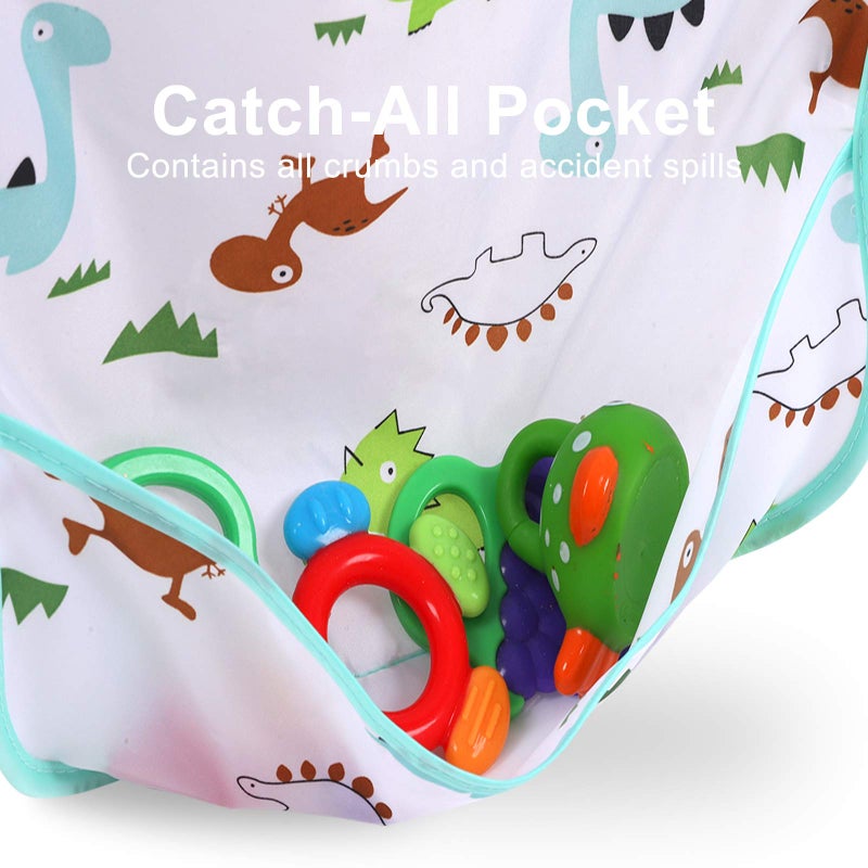 Accmor 4 Pack Long Sleeve Bibs, Baby Smock Waterproof Sleeved Bib Smock for Baby Toddler 6-24 Months - Image 4