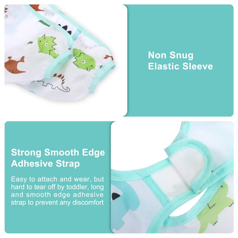 Accmor 4 Pack Long Sleeve Bibs, Baby Smock Waterproof Sleeved Bib Smock for Baby Toddler 6-24 Months - Image 2