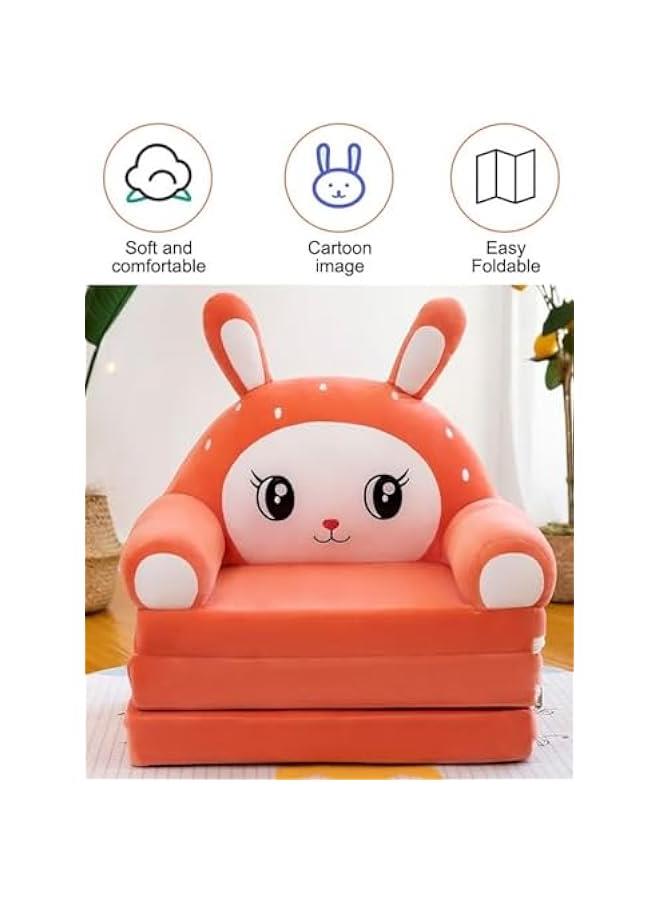 MIXDE Kids Couch Fold Out, Foldable Princess Chair for Toddlers 1-3, Sofa Bed for Kids Folding Toddler Bed Lounger Chair for Bedroom, Toddler Couch Bed for Boys Girl (Orange Rabbit)  - Image 4