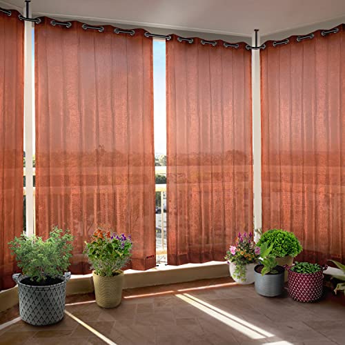 HIPPO 150 GSM Outdoor Sun Blocking Balcony Eyelet/Grommet Curtains Sun & UV Protection, Light Filtering 3FTX4.5FT Window Curtain (Brown) - Image 1