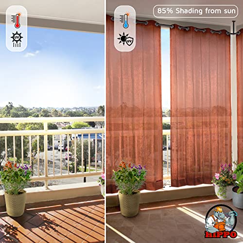 HIPPO 150 GSM Outdoor Sun Blocking Balcony Eyelet/Grommet Curtains Sun & UV Protection, Light Filtering 3FTX4.5FT Window Curtain (Brown) - Image 2