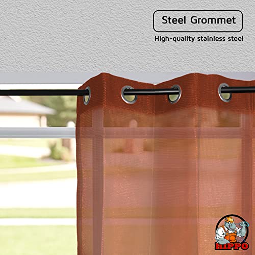 HIPPO 150 GSM Outdoor Sun Blocking Balcony Eyelet/Grommet Curtains Sun & UV Protection, Light Filtering 3FTX4.5FT Window Curtain (Brown) - Image 4
