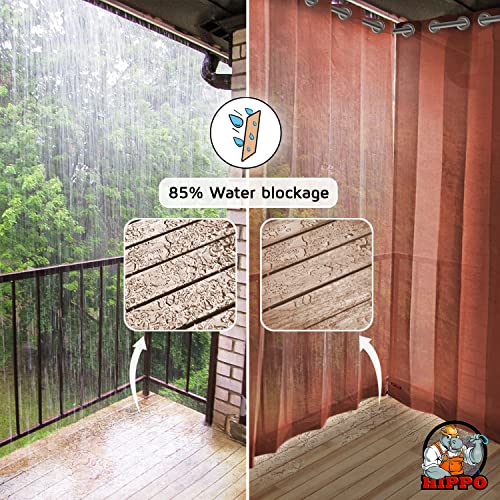 HIPPO 150 GSM Outdoor Sun Blocking Balcony Eyelet/Grommet Curtains Sun & UV Protection, Light Filtering 3FTX4.5FT Window Curtain (Brown) - Image 3