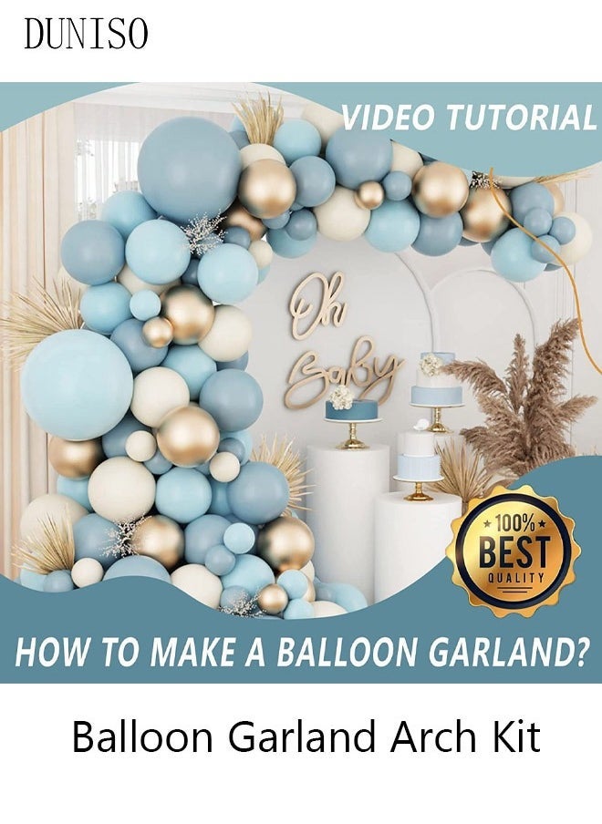 DUNISO 134PCS Balloon Garland Arch Kit Metallic White Blue Latex Balloons Set For Baby Wedding Birthday Party Background Decorations School Opening Ceremony - Image 2