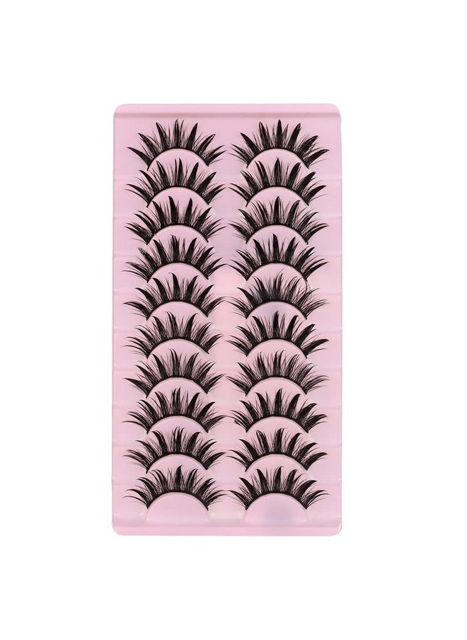DSLONG - 10 Pairs Manga Lashes Wet Look Lashes Effect Cat Eye Lashes Extension Fluffy Spiky Mink Lashes Japanese Cosplay Styles Anime Fake Eyelashes Reusable - Image 1