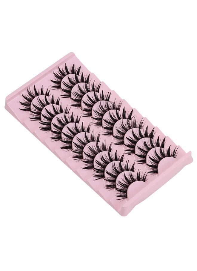 DSLONG - 10 Pairs Manga Lashes Wet Look Lashes Effect Cat Eye Lashes Extension Fluffy Spiky Mink Lashes Japanese Cosplay Styles Anime Fake Eyelashes Reusable - Image 1