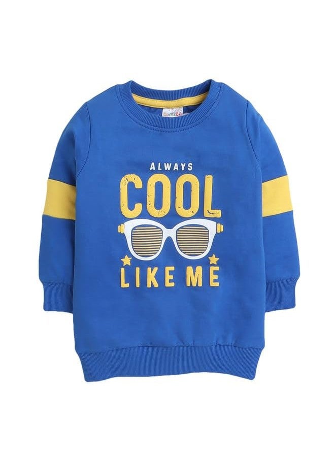 BUMZEE Royal Blue Boys Full Sleeves Cotton Sweatshirt Age - 3-6 Months (Peb9680B-rbl) - Image 1