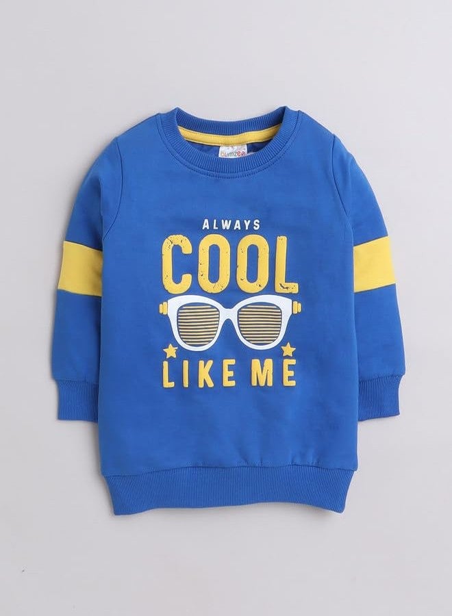 BUMZEE Royal Blue Boys Full Sleeves Cotton Sweatshirt Age - 3-6 Months (Peb9680B-rbl) - Image 4