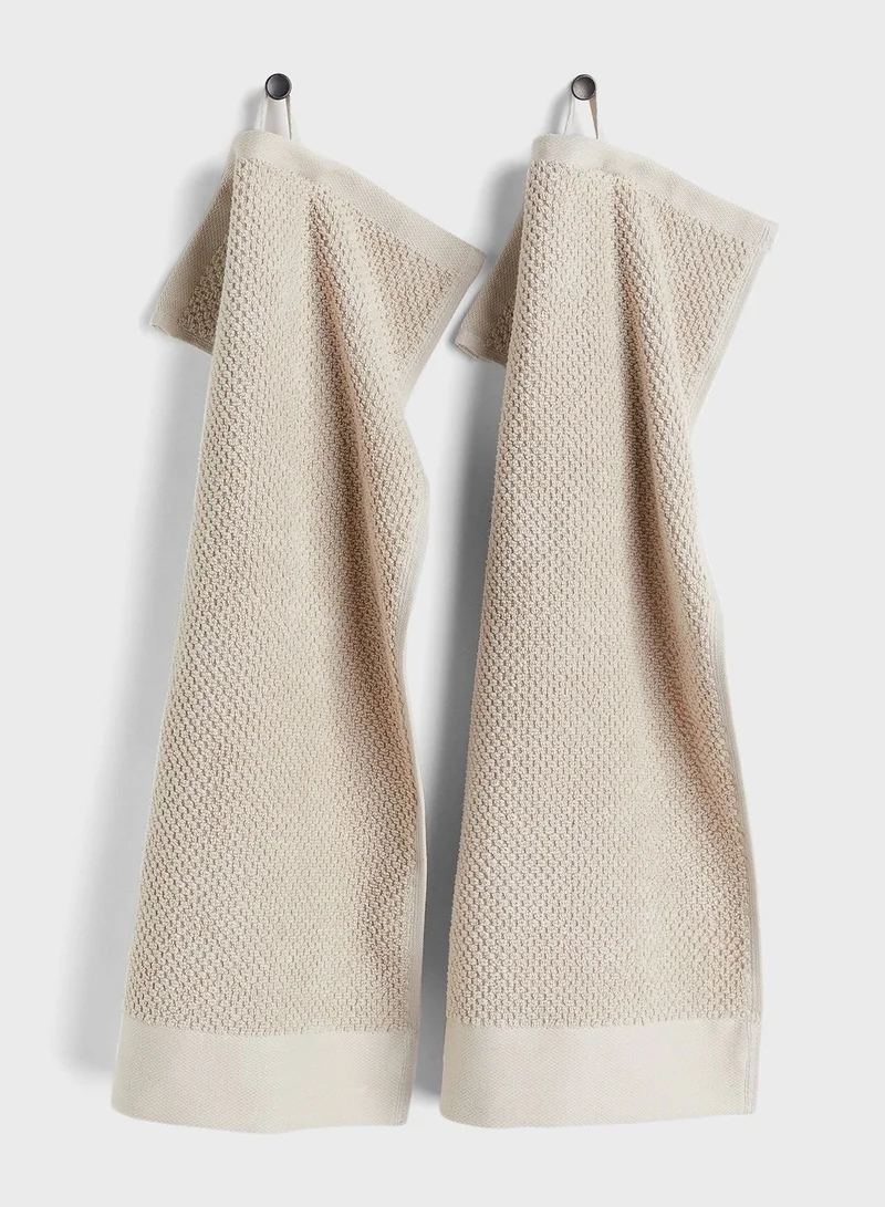 اتش اند ام 2-Pack Cotton Terry Guest Towels-30X50