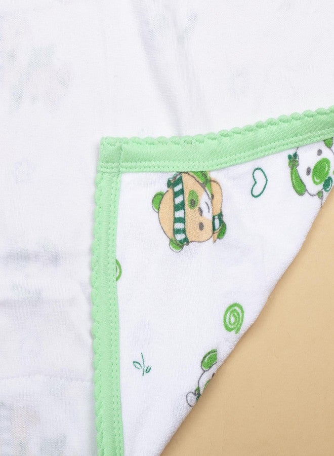 Tinycare Cotton Bath Hooded Towel for New Born, Extra Soft Terry Fabric Printed Towel for Kids/Toddler/Infants 72 x 72cm, Quick Absorbent, Reusable Napkins Bathing Towels (Green- 1P) 0-12 Months - Image 5