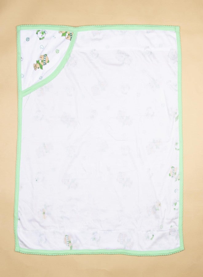 Tinycare Cotton Bath Hooded Towel for New Born, Extra Soft Terry Fabric Printed Towel for Kids/Toddler/Infants 72 x 72cm, Quick Absorbent, Reusable Napkins Bathing Towels (Green- 1P) 0-12 Months - Image 3