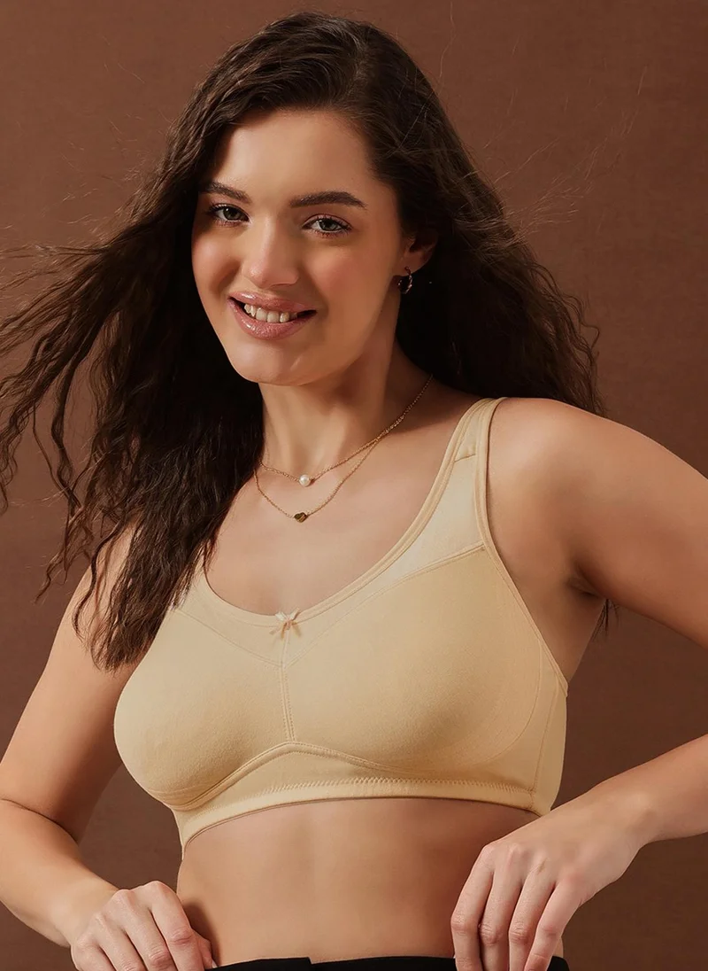 كلوفيا Clovia Non-Padded Non-Wired Full Figure Bra in Nude Colour - Cotton