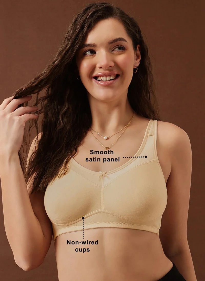 كلوفيا Clovia Non-Padded Non-Wired Full Figure Bra in Nude Colour - Cotton