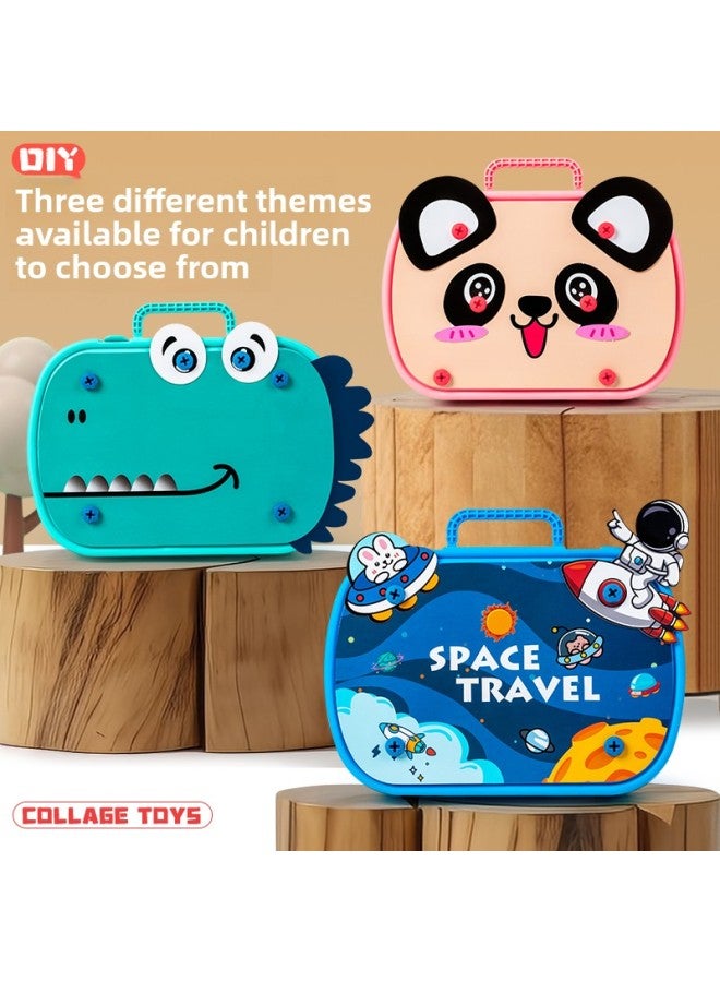 Children's Puzzle Disassembly Tool Box Screw Assembly Toy Boy Electric Drill Baby Hands-on Assembly 3 Years Old 6-Color:DIY Screw Disassembly And Assembly Screw Box Space Astronaut Theme-362-piece Set  - Image 4