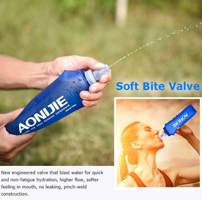 AONIJIE TPU Soft Folding Water Bottles Collapsible Flask for Hydration Pack for Running Hiking Cycling Climbing Pack of 2 (250ml with Straw -Pack of 2) - Image 3