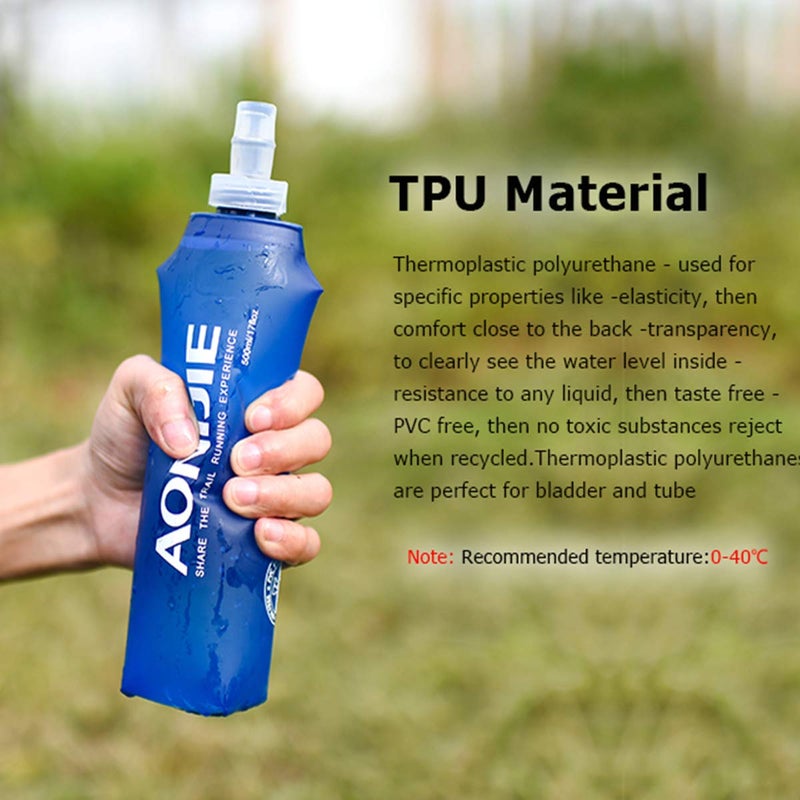 AONIJIE TPU Soft Folding Water Bottles Collapsible Flask for Hydration Pack for Running Hiking Cycling Climbing Pack of 2 (250ml with Straw -Pack of 2) - Image 2