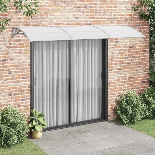vidaXL Door Canopy Outdoor Door Awning Canopy Patio Porch Awning Front Door Patio Canopy for Sun Shutter Gray 1181x394 Polycarbonate - Image 3