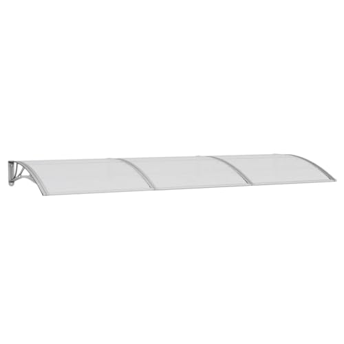 vidaXL Door Canopy Outdoor Door Awning Canopy Patio Porch Awning Front Door Patio Canopy for Sun Shutter Gray 1181x394 Polycarbonate - Image 1