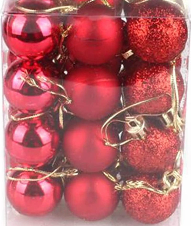 VRB Dec™ 24 Pcs Christmas Balls Ornaments Shatterproof Gold Xmas Trees Parties Decorations Balls for Holiday Wedding Party Decoration,with Hanging Hole (Golden & Red Mix 4 Cm) - Image 3