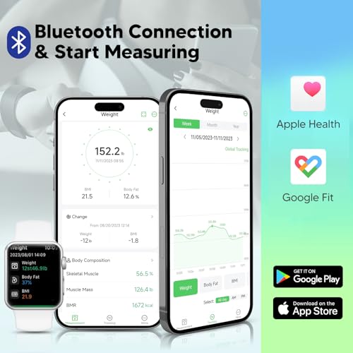Arboleaf Smart Scale with BMI, Body Fat, Muscle Mass, Digital Bathroom Scale for Body Weight, 14 Body Composition Metrics, Large LED Display, Accurate Weighing Machine, App Sync, 400lbs, 11" - Image 5