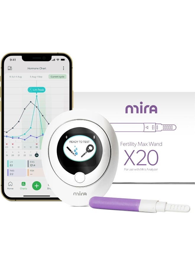 Mira Max Fertility Monitor & Ovulation Test Kit For Women, Track Lh, Pdg, E3G Hormone Levels, Digital Fertility Tracker + 20 Ovulation Test Strips, Monitor And Detect Ovulation At-Home With Mira App - Image 1