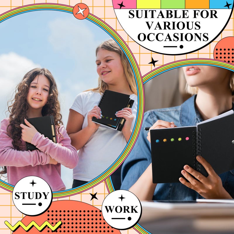 Qilery 100 Pack Lined Spiral Notebook Small Notepad and Pen Set Steno Pads Lined Notepad Black Pocket Notebook for Business Office School Supplies - Image 3