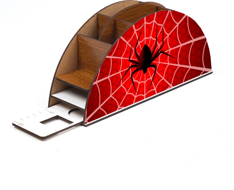 نوتبا Wooden Spiderman Rainbow Ruler Desktop Pen Holder Box Organizer For Kids GK45