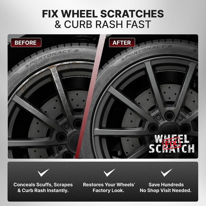 Wheel Scratch Fix Gray Rim Touch Up Paint Kit, Car Wheel Scratch Repair Kit Touch Up Paint Pen, curb rash repair Kit, Universal Rim Alloy Wheel Paint Color Black, Silver, Gray (Satin Dark Grey) - Image 2