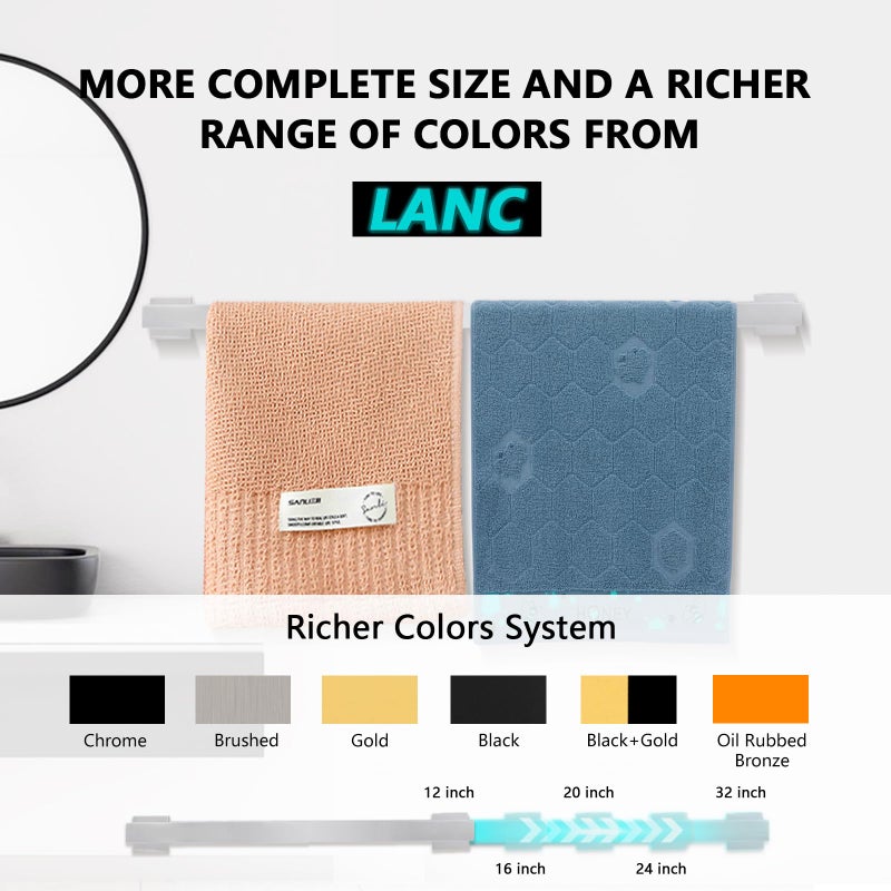 LANC 32-Inche Long Towel Bars for Bathroom Wall Mounted Polished Chrome Bath Towel Racks Stainless Steel Silver Towel Rails for Kitchen Square Towel Holder Total-33.5” Towel Hanger, A8804CP-8P1 - Image 5