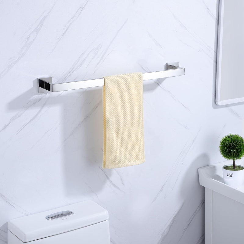 LANC 32-Inche Long Towel Bars for Bathroom Wall Mounted Polished Chrome Bath Towel Racks Stainless Steel Silver Towel Rails for Kitchen Square Towel Holder Total-33.5” Towel Hanger, A8804CP-8P1 - Image 3