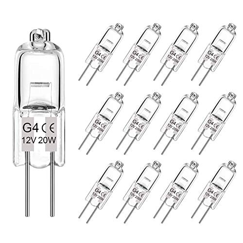 Lacnooe G4 Halogen Bulb 20W, 12 Pack Dimmable G4 Light Bulb for Under Cabinet Puck Light, Chandeliers, Track Lighting, AC/DC 12 Volt, T3 JC Type Bi-Pin Base, Warm White 2700K - Image 1