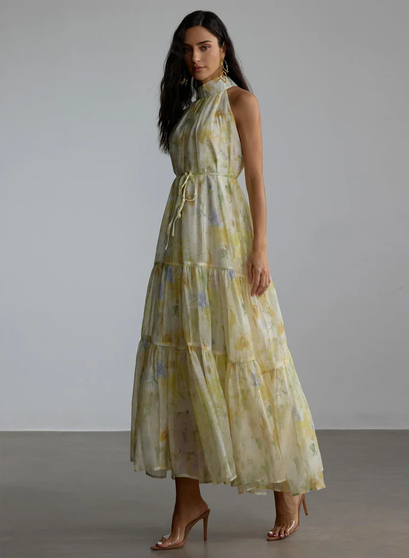 سنفير Fiona Floral Print Sleeveless Maxi Dress