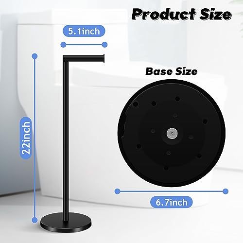 TACGEA Toilet Paper Holder Stand, Bathroom Toilet Paper Roll Holder Stainless Steel Free Standing, Storage for 4 Rolls of Paper, Matte Black - Image 2