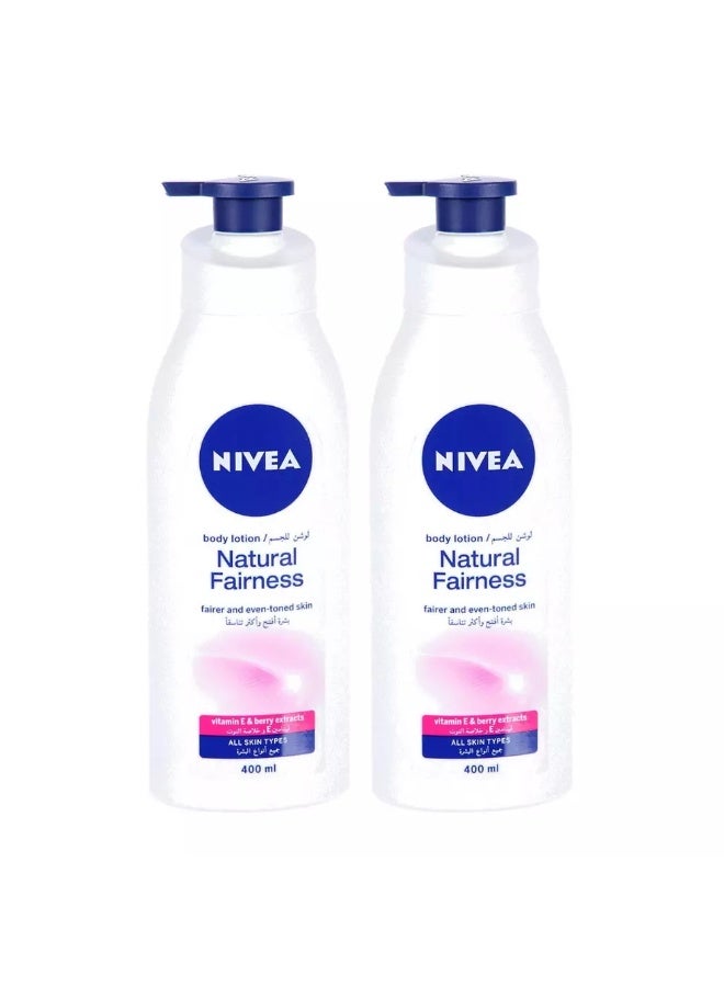 Nivea Natural Glow Body Lotion UV Filter With Vitamin C For Even Tone Skin- 2X400ml