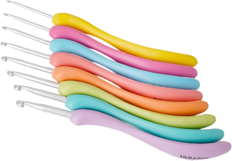 YWLUUOO 8Pcs Ergonomic Crochet Hooks for Beginner Experienced Hobbyist, 2.5mm-6mm Ergonomic Crochet Needle for Sweater Scarf Hat Crafting Needle - Image 3