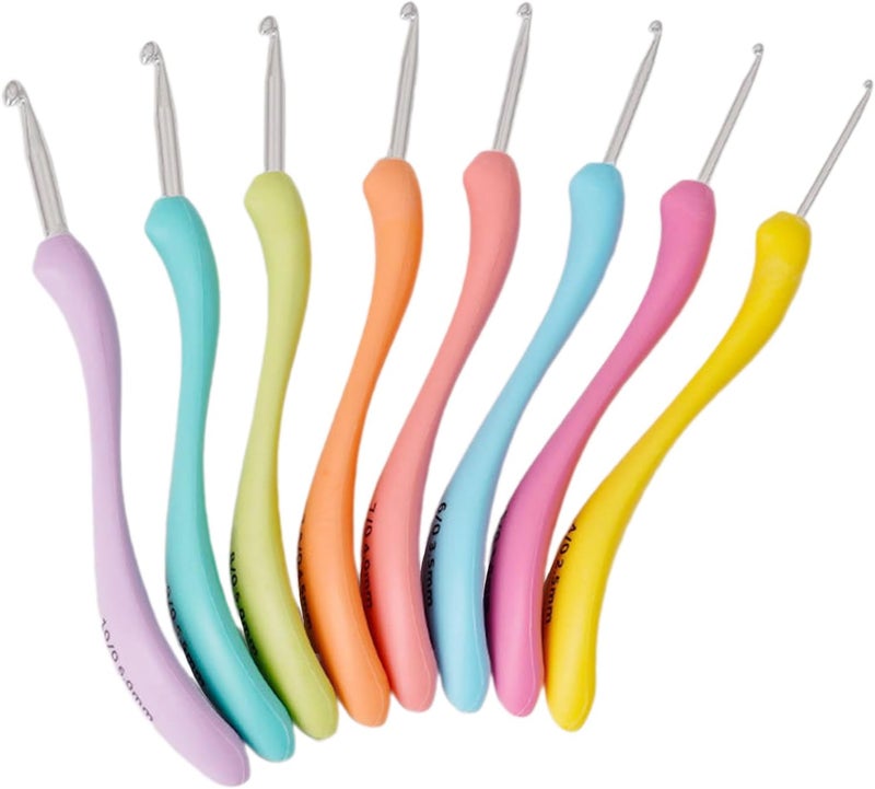 YWLUUOO 8Pcs Ergonomic Crochet Hooks for Beginner Experienced Hobbyist, 2.5mm-6mm Ergonomic Crochet Needle for Sweater Scarf Hat Crafting Needle - Image 1