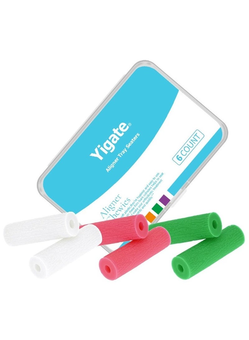 Yigate 6 Pieces Aligner Chewies, Medical Grade Silicone Orthodontic Chompers Aligner Trays Seaters Chewies for Invisalign Aligners, Mint, Strawberry, Original, Free Carry Case for Travel and Storage - Image 1