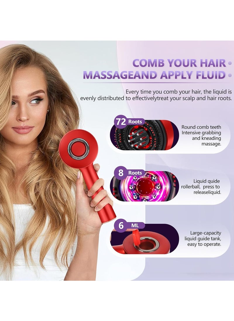 LIXES 3 in 1 Hair Oil Applicator,Head Massager Scalp,Scalp Massager Hair Growth,Electric Scalp Massager Brush,Ipx7 Waterproof,Hair Scrubber Scalp Massage Tool for Home and Travel Use,Gift,Red  - Image 3