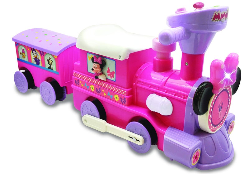 Kiddieland Minnie Ride-On Train with Track & Caboose, Motorized Lights Music, Forward/Reverse, Storage Cart, D-Cell Batteries Included - Image 1